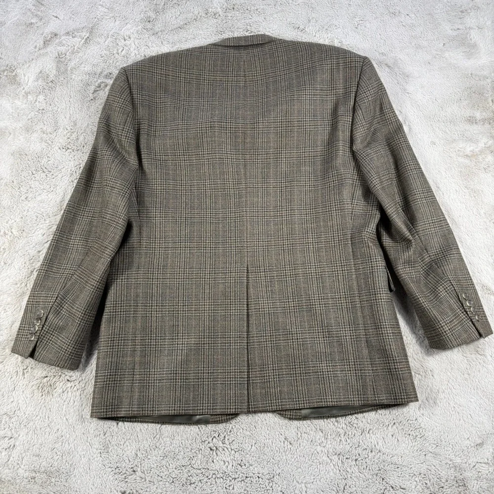 Botany 100 Lambswool Blazer Men 42 Short Brown Plaid TwoButton Sport Coat Jacket